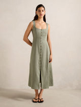 Elina Button Down Midi Dress Garden Green Forever New