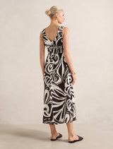 April Gathered Linen Midi Dress