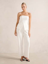 Raye Strapless Jumpsuit Ivory Forever New
