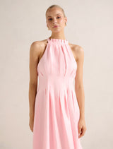 Miller Pleat Halter Midi Dress Forever New