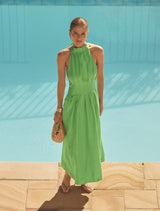 Miller Pleat Halter Midi Dress Forever New