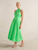 Miller Pleat Halter Midi Dress Forever New