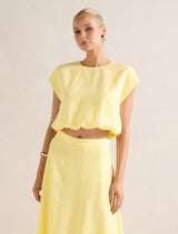 Georgina Bubble Hem Top Spring Daffodil Set Forever New