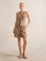 Honey V Neck Waistcoat Forever New