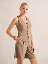 Honey V Neck Waistcoat Forever New