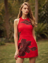 Corinna Printed Linen Halter Mini Dress Forever New