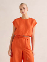 Georgina Bubble Hem Top Spicy Orange Co-Ord Forever New