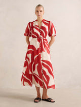 Sophie Puff Sleeve Midi Dress Nusa Leaf Forever New