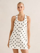 Vivienne Scoop Neck Linen Mini Dress Hadley Spot Forever New