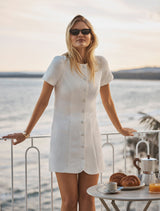 Elinda Button Up Linen Mini Dress