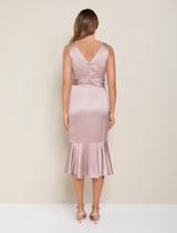 Gracelyn Satin Wrap Petite Midi Dres