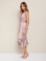 Gracelyn Satin Wrap Petite Midi Dres