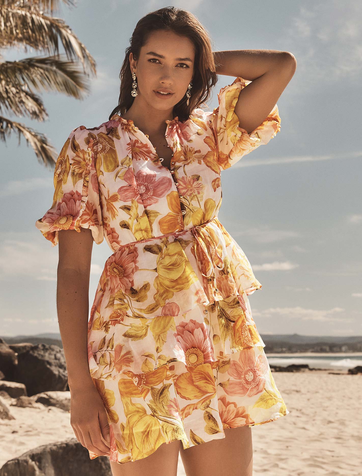 Julietta Frill Mini Dress Joni Botanical | Forever New