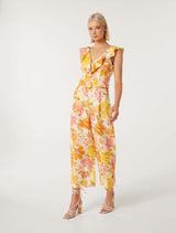 Sage Belted Linen Culotte Jumpsuit Forever New