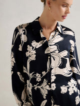 Lila Longline Printed Satin Shirt Forever New
