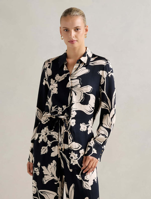 Lila Longline Printed Satin Shirt Hyland Floral Co-ord Forever New