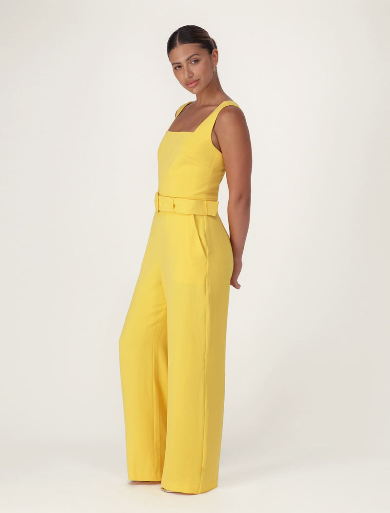 Marie Square Neck Belted Jumpsuit Sunflower Forever New