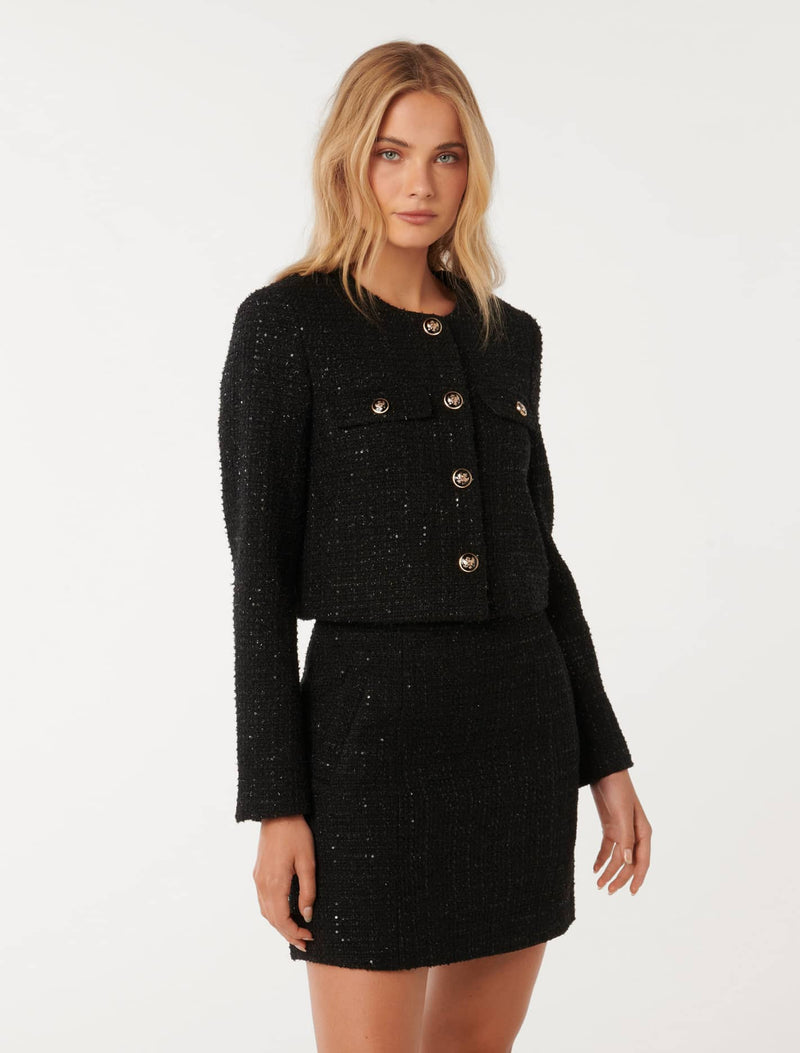 Bailee Crop Boucle Jacket Forever New