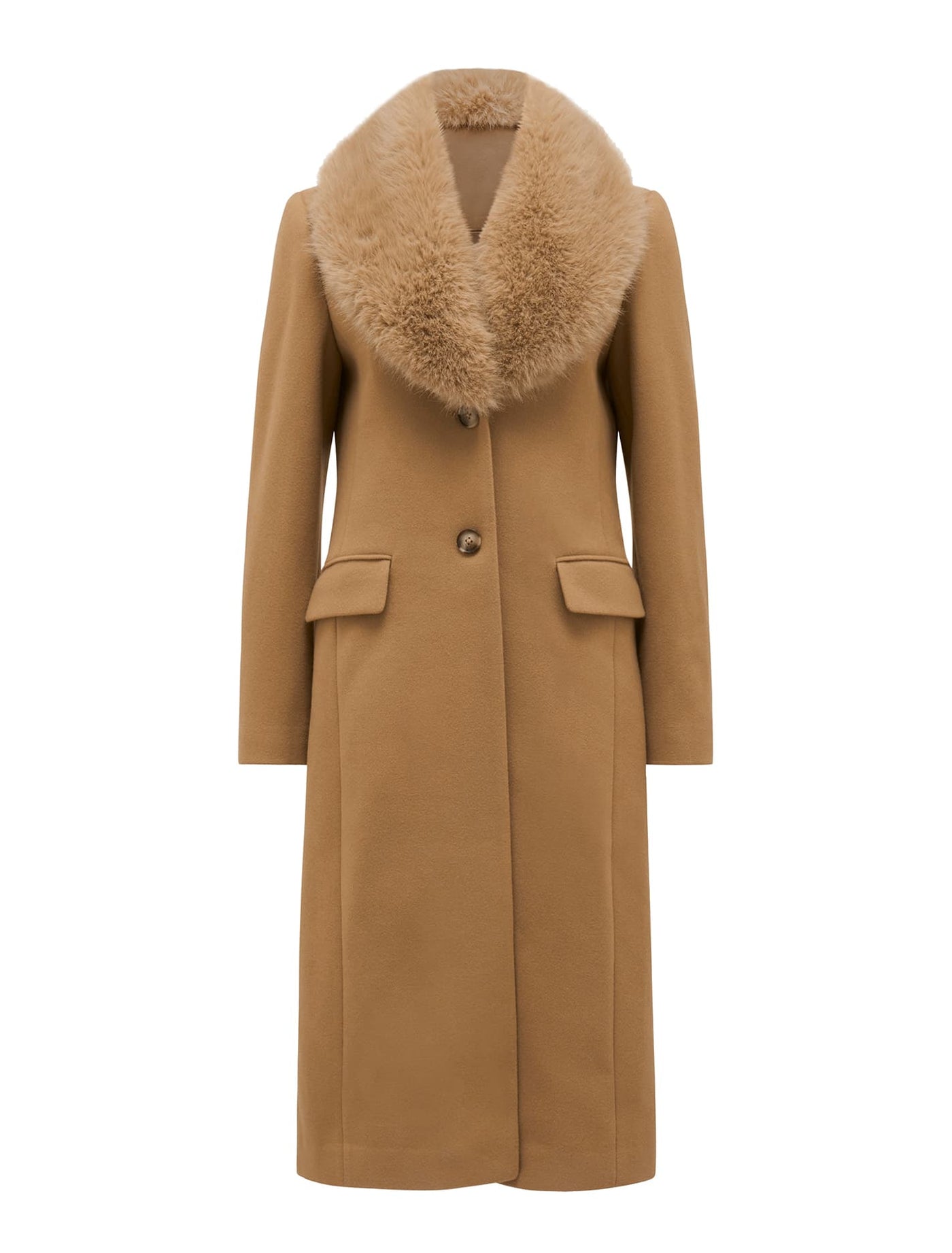 Amber Fur Collar Coat Mid Camel | Forever New