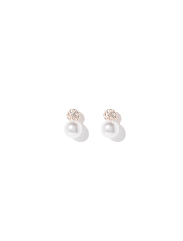Rose Ball Crystal & Pearl Stud Earrings 0 Rose Gold Forever New