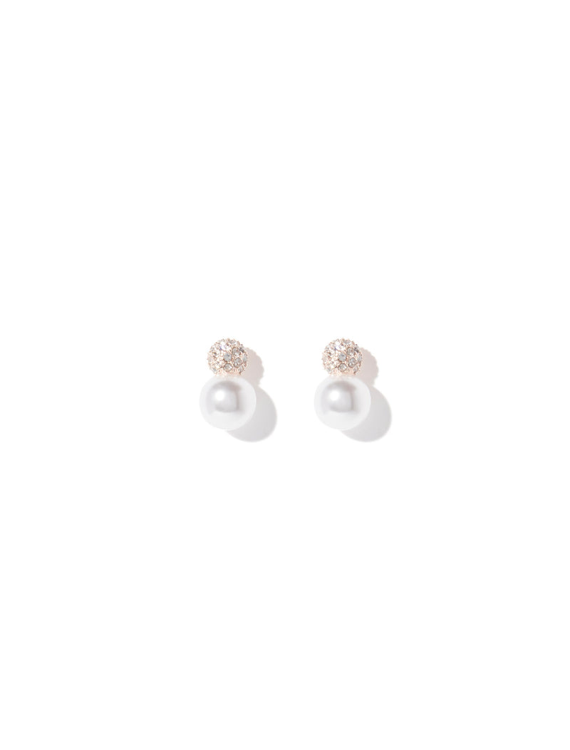 Rose Ball Crystal & Pearl Stud Earrings 0 Rose Gold Forever New