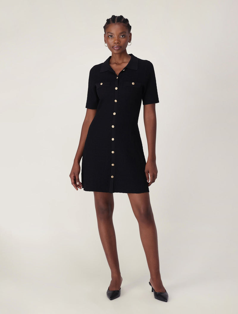 Katherine Short Sleeve Knit Dress Black | Forever New