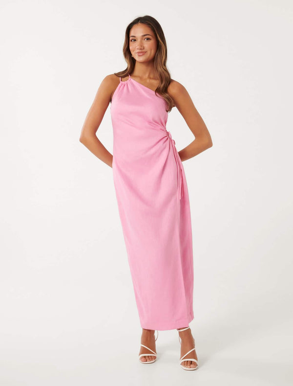 Danielle Petite Twist Linen Midi Dress Forever New