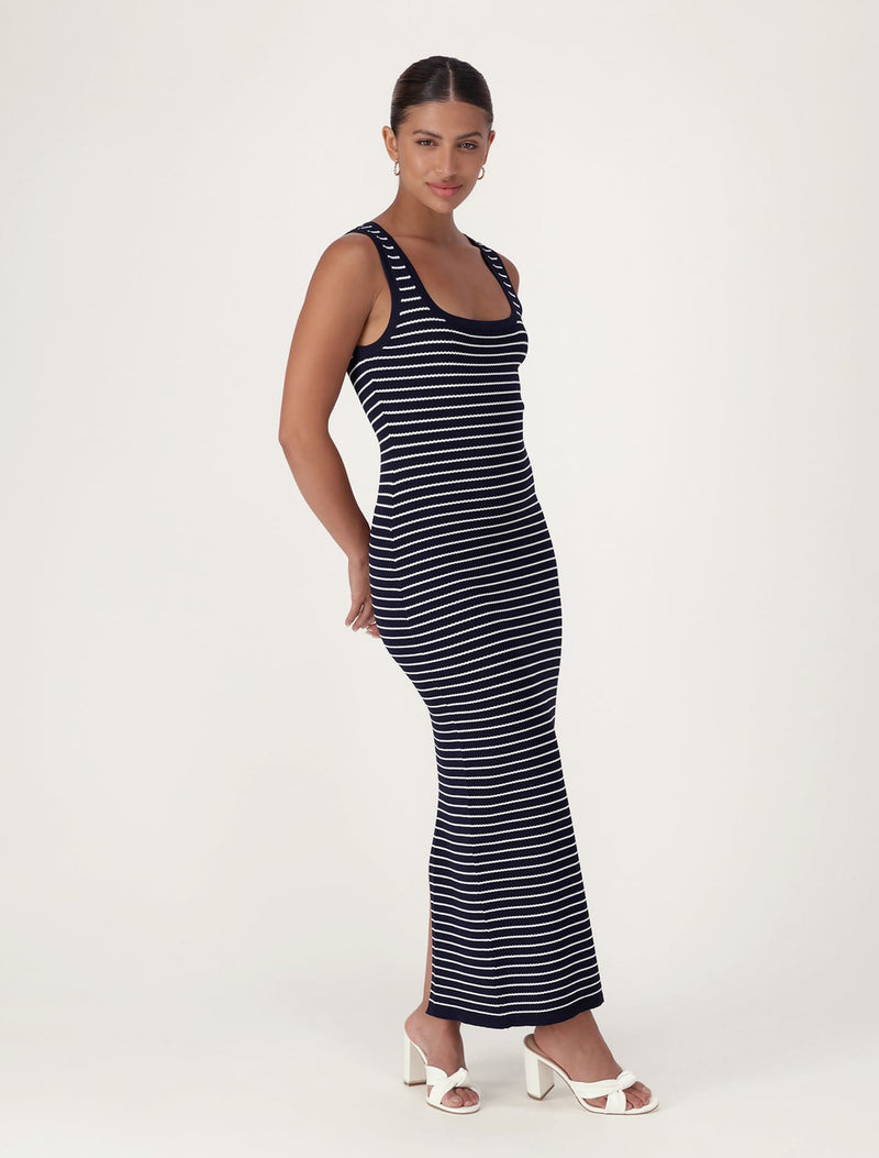 Chrissy Stripe Scoop Neck Dress Forever New