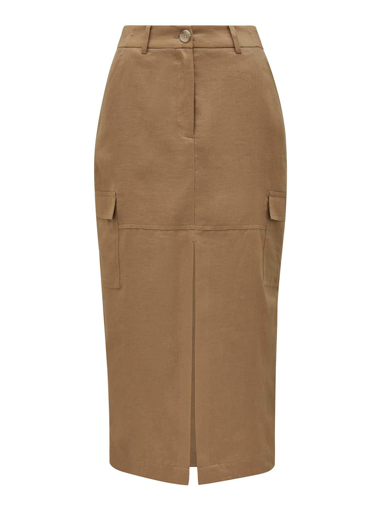 Ronnie Petite Linen Cargo Midi Skirt Forever New