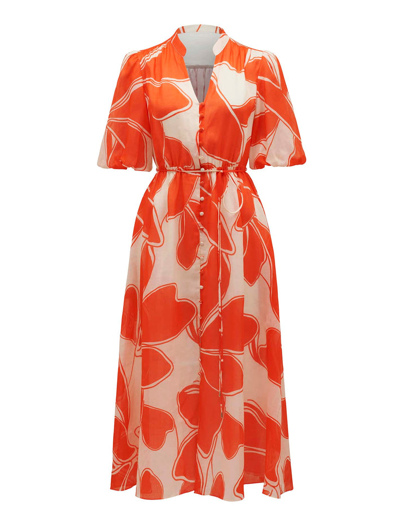 Loanne Petite Puff Sleeve Midi Dress Forever New