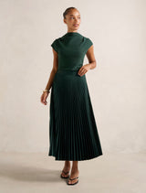 Estelle Satin Pleated Midi Skirt Forever New
