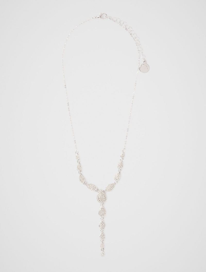 Perrie Pave Drop Necklace 0 Silver Crystal Forever New