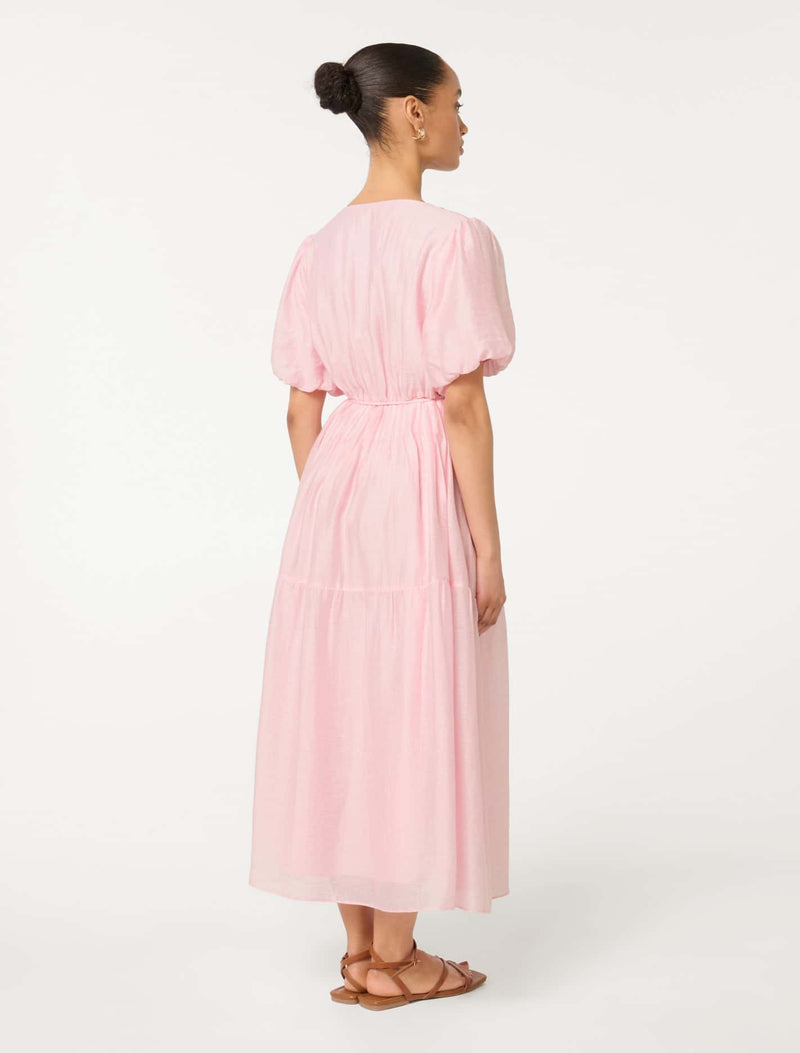 Addison Petite Textured Pintuck Midi Dress Pink | Forever New