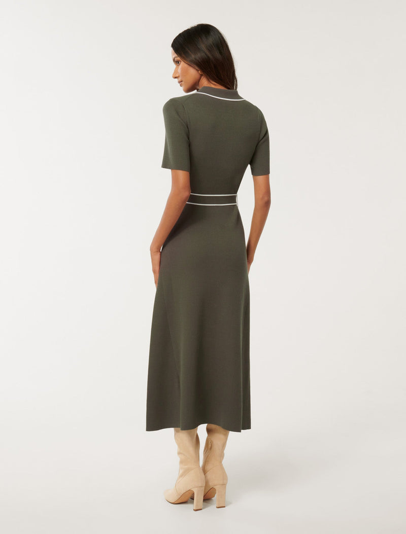 Cindy Petite Tipped Short Sleeve A-Line Dress Forever New