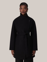 Lola Funnel Neck Wrap Coat Black Forever New