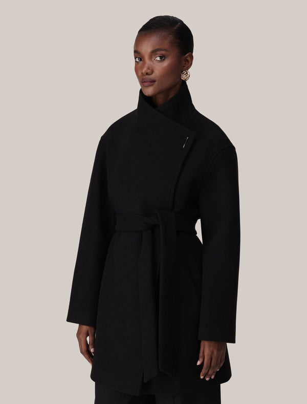 Lola Funnel Neck Wrap Coat Forever New