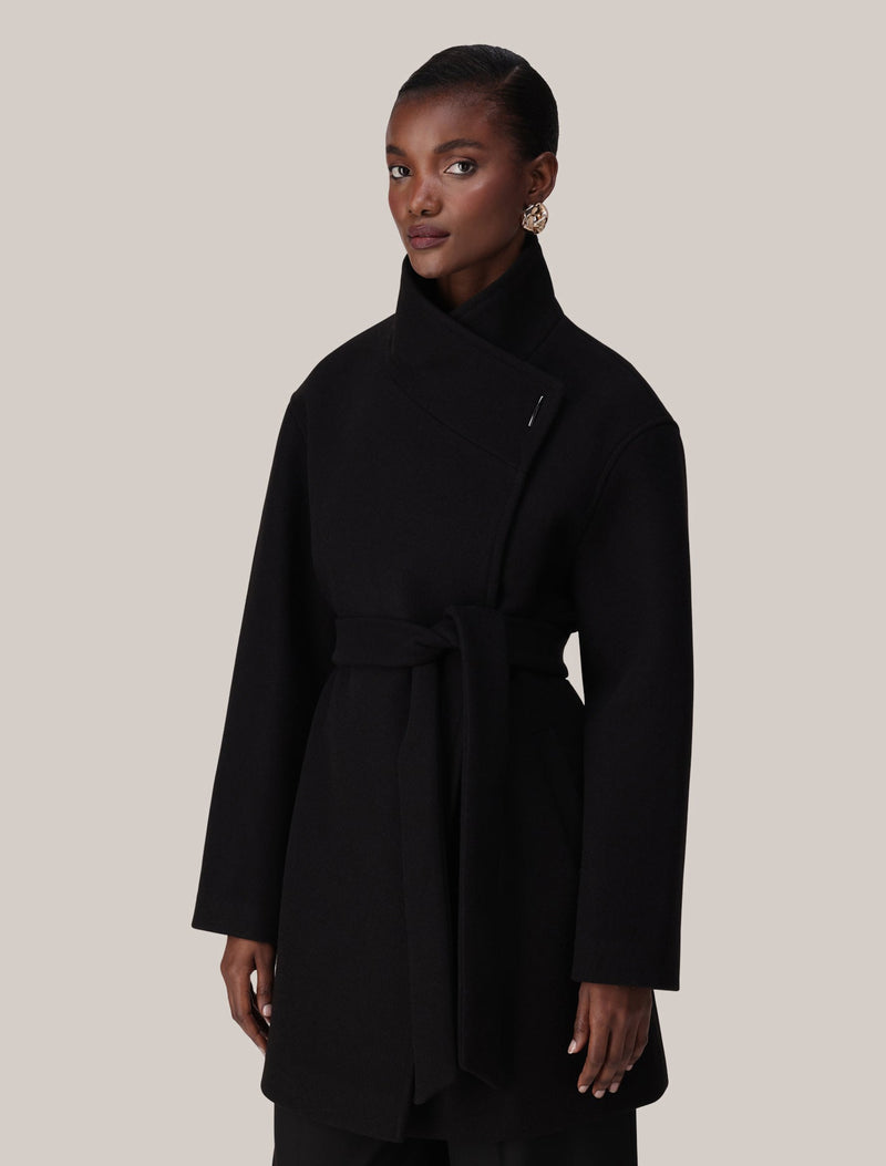 Lola Funnel Neck Wrap Coat Forever New