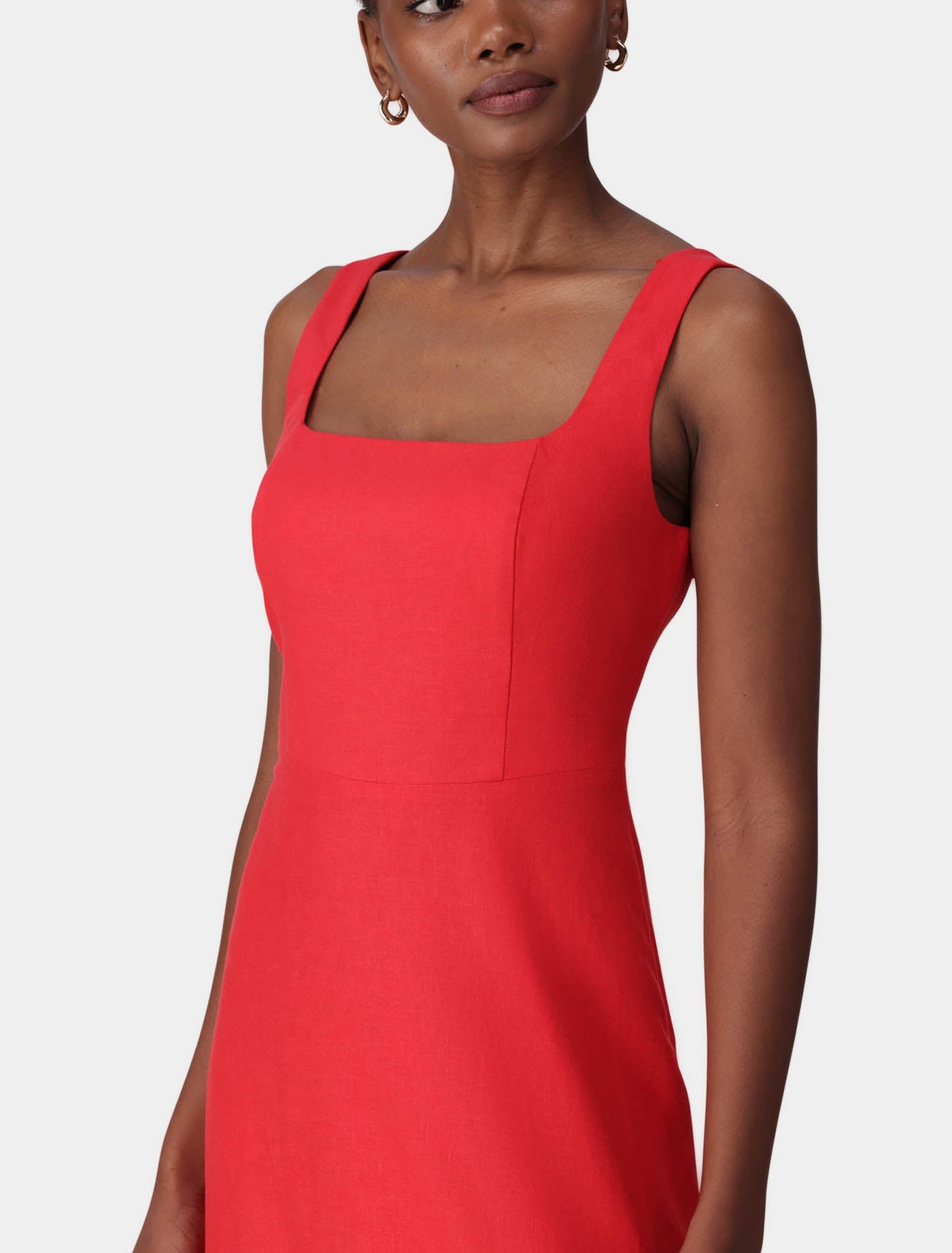 美品 エンフォルド SQUARE NECK LAYERED DRESS 38 Tori Square Neck Linen Midi Dress Heirloom Tomato | Forever New