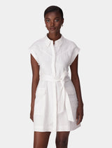 Dehlia Linen Utility Mini Dress Porcelain Forever New