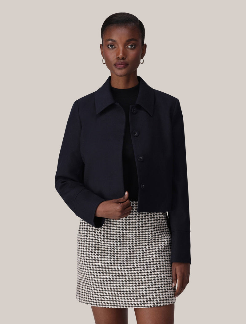 Carson Twill Crop Jacket Navy Suit Forever New