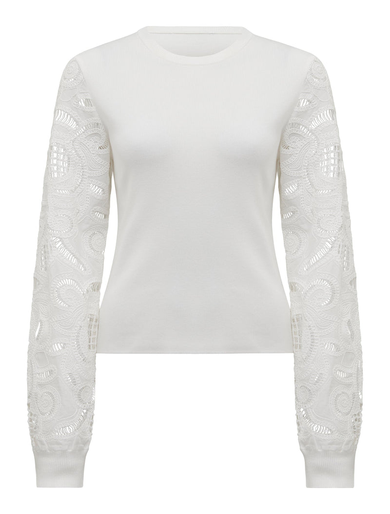 Charlie Woven Sleeve Knit Top Forever New