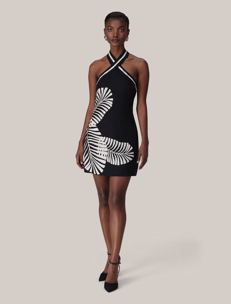Adore Halter Neck Linen Mini Dress Forever New