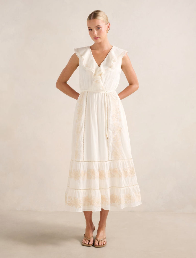 Cassandra Embroidered Midi Dress Vera Embroidery Forever New