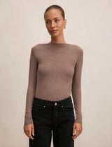 Jasmine Straight Neck Top Mushroom Marle Forever New