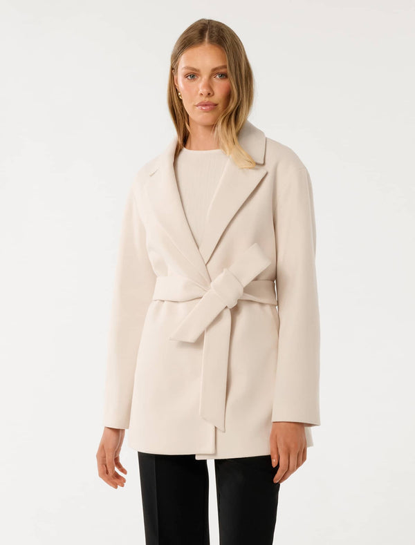 Adele Wrap Coat Cream Forever New
