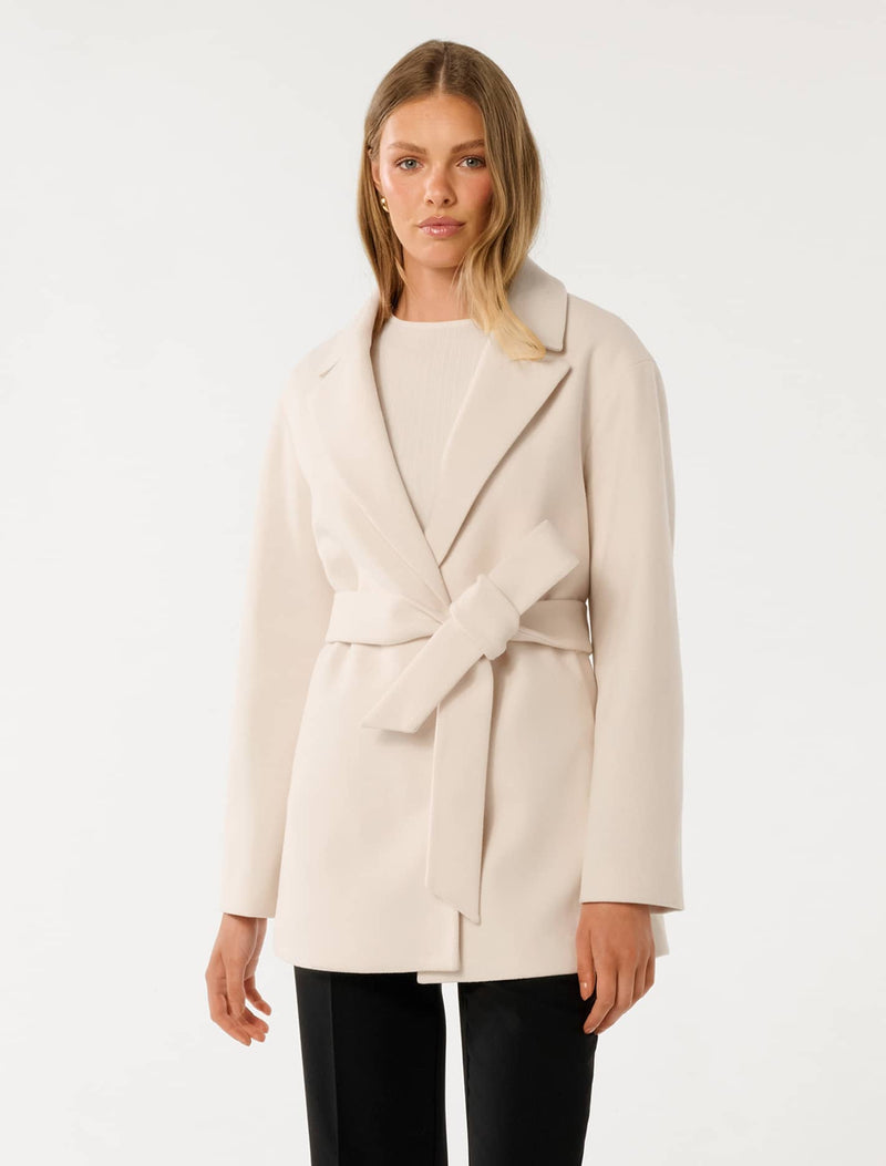 Adele Wrap Coat Cream Forever New