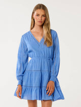 Raini Long Sleeve Cotton Mini Dress