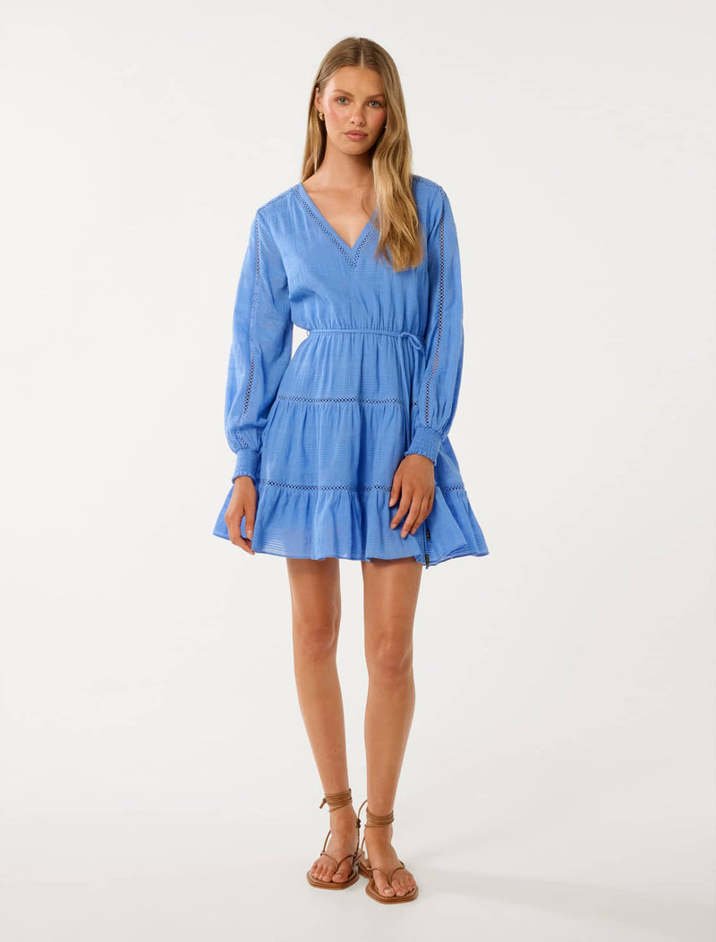 Raini Long Sleeve Cotton Mini Dress
