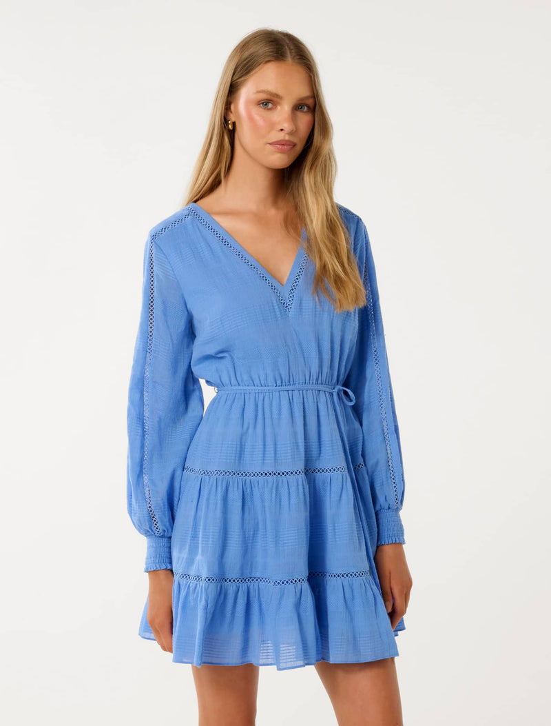 Raini Long Sleeve Cotton Mini Dress