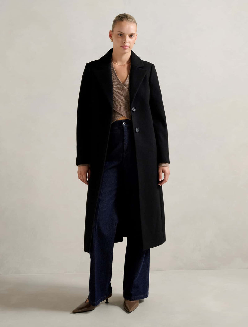 Riley Single Breasted Coat Black Forever New
